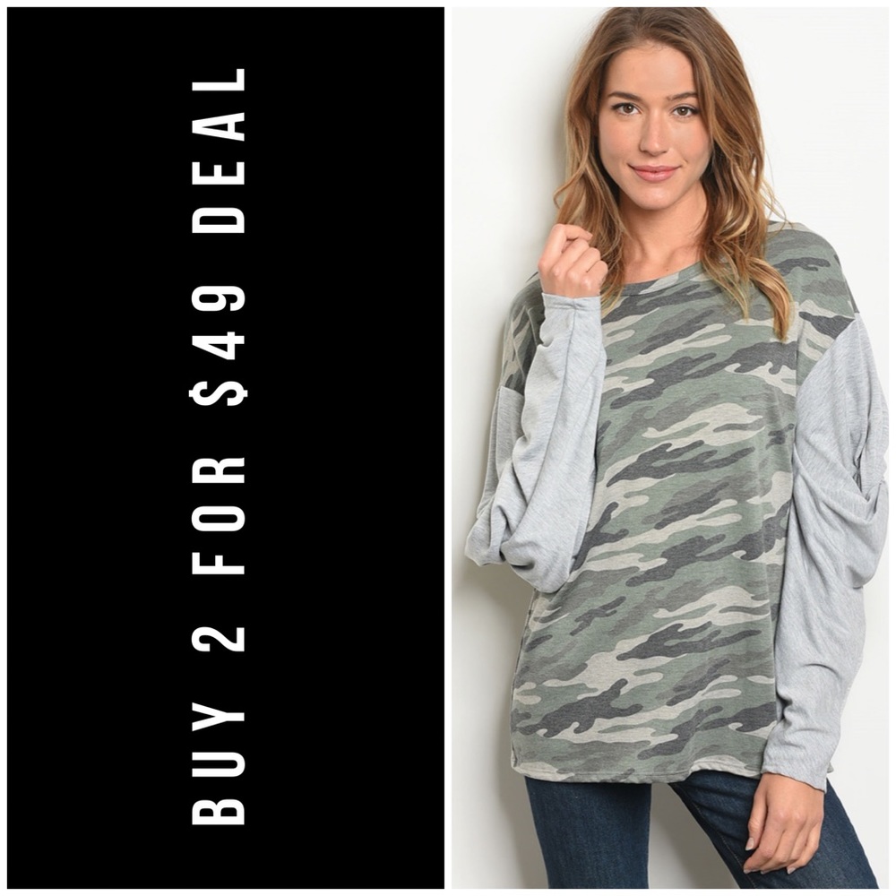 GRAY CAMO TOP